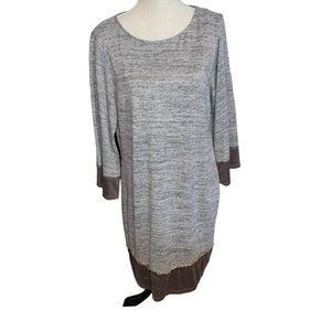 Prelude Knit Dress Women’s Size X-Large Brown Faux Suede Trim Gold Tone Chain